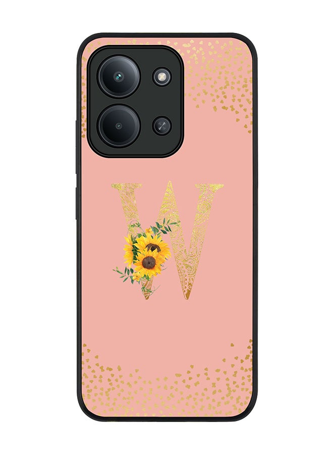 For Xiaomi Redmi 15C 4G Case,Slim fit Camera Protection, Shockproof Thin Phone cover  - Custom Floral Monogram - W  (Rose Pink )